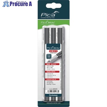 ピカマーカー 建築用シャープペンシル“BIG Dry”用替芯 12本入り 黒2H ブリスターパック 6050SB03  1パック  Pica Marker社 ▼686-4411