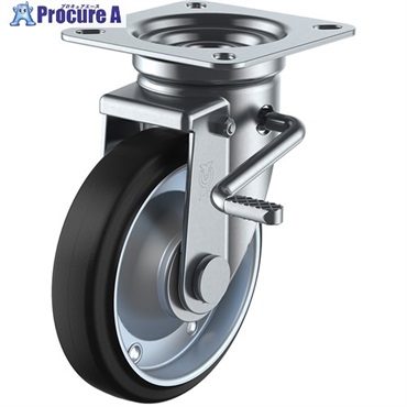 ユーエイ プレート式 自在 キャスター ゴム 車輪径200mm ストッパー付き Jタイプ JB(R)型 取付寸法115×115(105×105) WJB-200R  1個  ▼296-3591