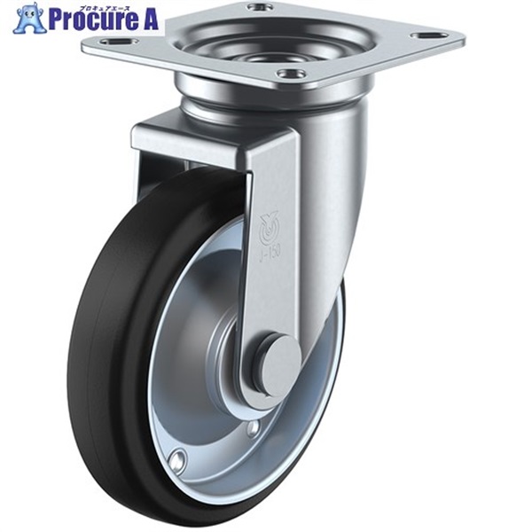 ユーエイ プレート式 自在 キャスター ゴム 車輪径200mm  Jタイプ J型 取付寸法115×115(105×105) WJ-200  1個  ▼296-3701