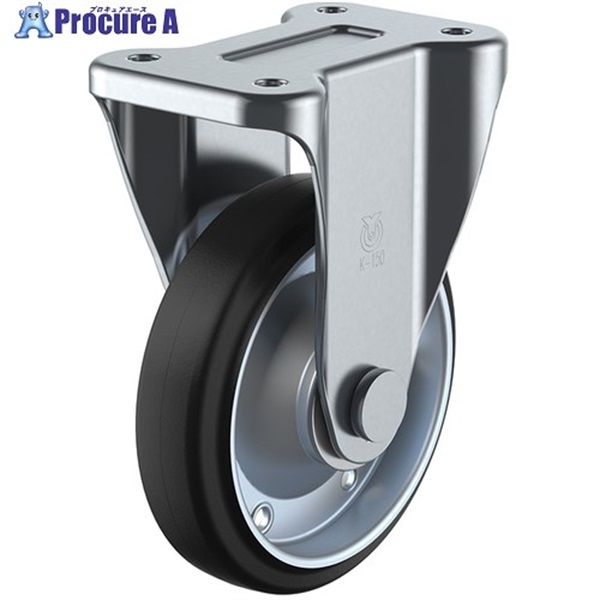 ユーエイ プレート式 固定 キャスター ゴム 車輪径200mm  Jタイプ K型 取付寸法112×63 WK-200  1個 ▼296-3795