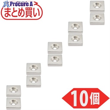 TRUSCO まとめ買い ネオジム角形磁石 皿ねじ穴付 25mmX25mmX6mm M6 10個入 T25K06-M6-10P  1パック  トラスコ中山(株) ▼691-6972