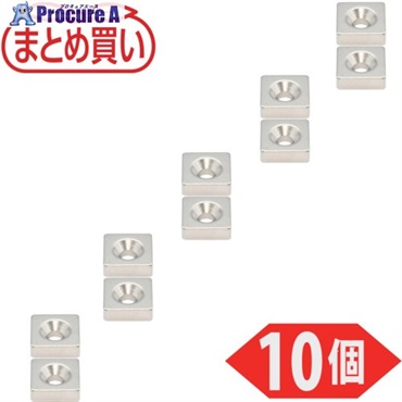 TRUSCO まとめ買い ネオジム角形磁石 皿ねじ穴付 15mmX15mmX5mm M4 10個入 T15K05-M4-10P  1パック  トラスコ中山(株) ▼691-6968