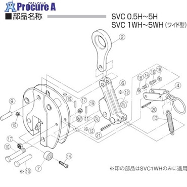 スーパー 立吊クランプ(SVC-H)用カム支持ピンセット SVK2H  1S  (株)スーパーツール ▼855-0601