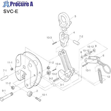 スーパー 立吊クランプ(SVC-E)用カム支持ピンセット SVK2E  1S  (株)スーパーツール ▼855-0647