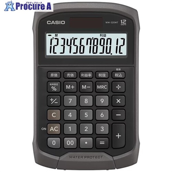 カシオ 防水防塵電卓 ブラック WM-320MT-BK-N  1本  カシオ計算機(株) ▼698-3887
