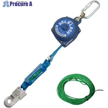 TSUYORON ベルト巻取式墜落防止器具 ベルブロック ショックアブソーバ付き 3.5m 引寄ロープ付 BB-35-JAN-BX  1台 ▼629-3027