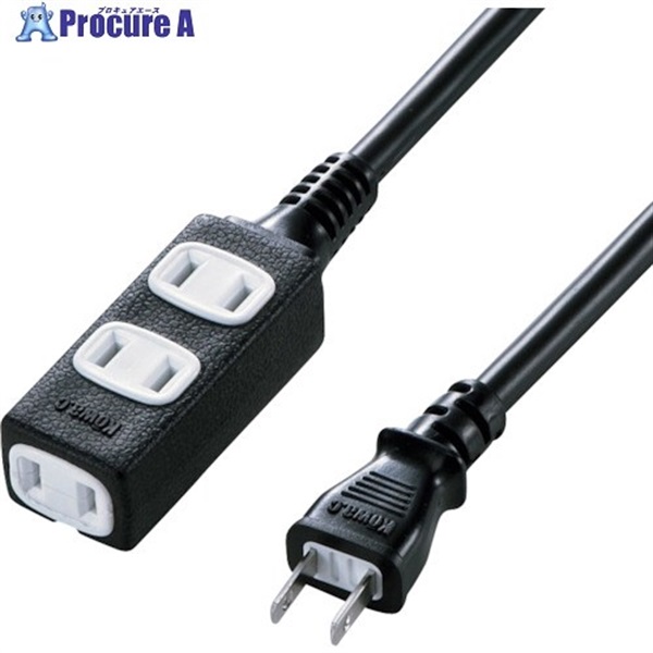 SANWA スリム電源延長コード TAP-EX34-3BKN  1個 ▼390-9130