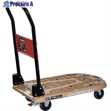 TRUSCO 樹脂台車 カルティオ(スチールハンドルタイプ)折畳 780X490 ライトサンド ストッパー付 MPK-720-LS-SS  1台 ▼337-7793
