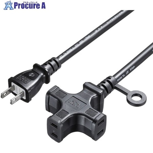 SANWA タップ 電源延長コード(3個口) TAP-EX23-5BK  1個 ▼701-0148