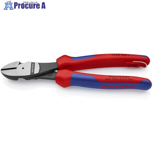 KNIPEX 強力型ニッパー 落下防止 200mm コンフォートハンドル 7402-200TBK  1丁 ▼836-8968