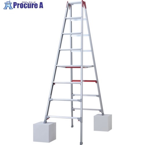 ハセガワ 脚部伸縮式アルミ専用脚立 ワンタッチバー RYR型 8段(10905) RYR-24A  1台 ▼678-9629