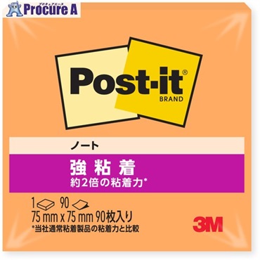 3M ポストイット(R) 強粘着ノート 654SS-VO バイタルオレンジ 654SS-VO  1パック ▼710-0994