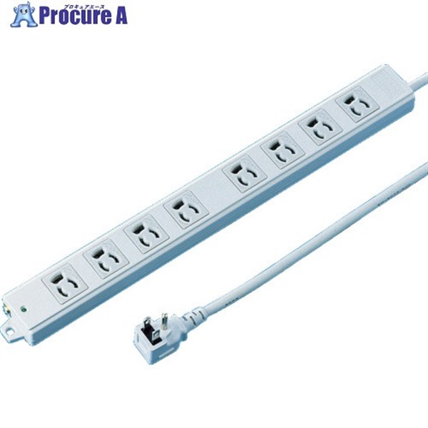 SANWA 工事物件タップ 抜け止めコンセント 8個口 L型 ケーブル長3m TAP-KE8L-3  1個 ▼818-4046