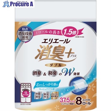 エリエール 消臭＋トイレットティシューしっかり香る フレッシュクリアの香りコンパクト8R ダブル 21001830  1ケース ▼708-5450