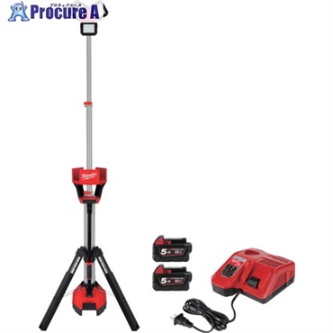 milwaukee 【期間限定キャンペーン】 M18 充電機能付きスタンドライト＋充電器＋5.0Ahバッテリー2個セット M18HOSALC0JPSET  1S ▼710-0321