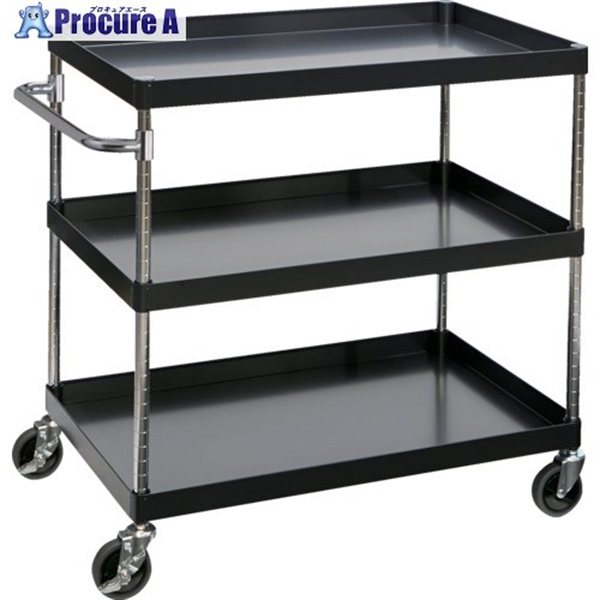 TRUSCO ツールワゴン フェニックスワゴン  900X600 3段 Φ75ゴム車輪 ブラック PEW-993-G75-BK  1台 ▼697-8494