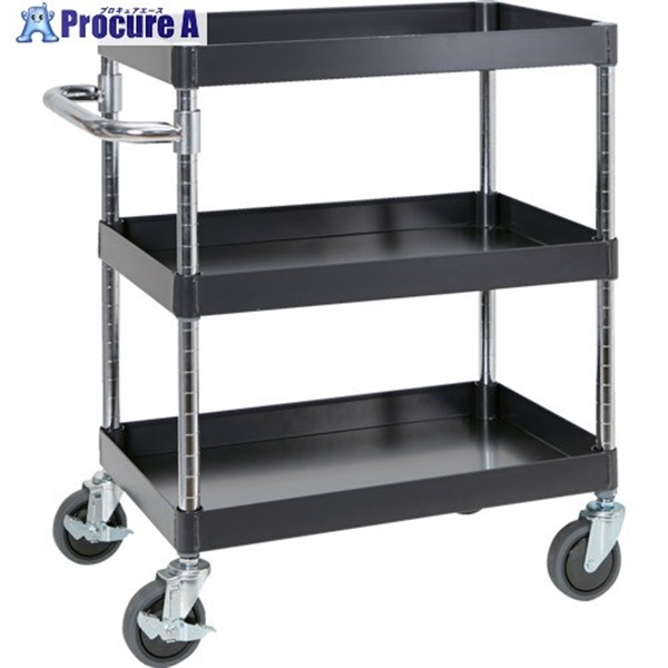 TRUSCO ツールワゴン フェニックスワゴン 省音 750X500XH740 3段 ブラック PEW-773-BK  1台 ▼697-8497