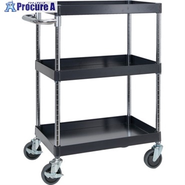 TRUSCO ツールワゴン フェニックスワゴン 省音 750X500XH880 3段 ブラック PEW-973-BK  1台 ▼697-8512