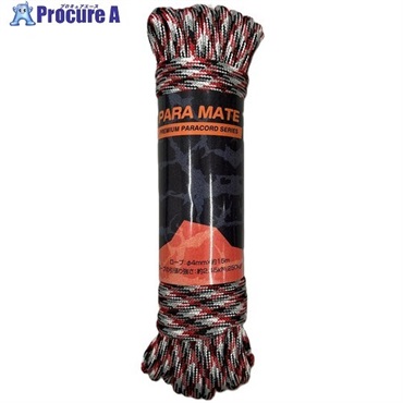 ユタカメイク パラメイトロープ 4mm×15m レッド/ブラック PMR-07  1個 ▼609-0813