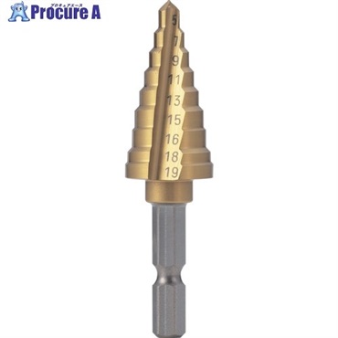 TRUSCO 六角軸電気設備用ステップドリル 2枚刃チタンコーティング 19mm NMS-19EG-HA  1本 ▼687-6929
