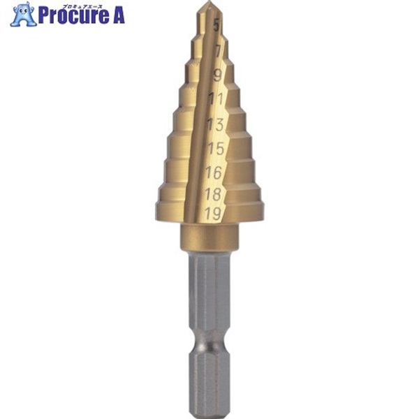 TRUSCO 六角軸電気設備用ステップドリル 2枚刃チタンコーティング 19mm NMS-19EG-HA  1本 ▼687-6929