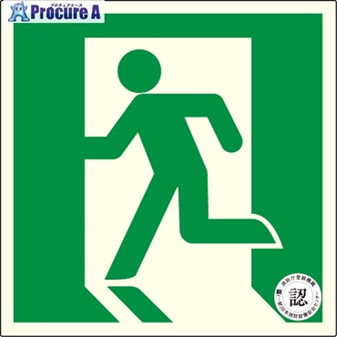 アルファフラッシュ 非常用標識 中輝度蓄光式誘導標識 ステッカータイプ 消防認定品(NP-013号) TSN860 150mm×150mm 厚さ0.25mm TSN860  1枚 ▼690-9171