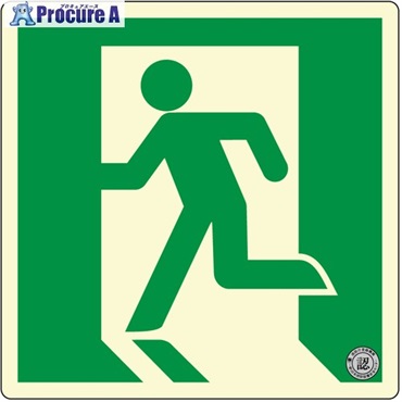 アルファフラッシュ 非常用標識 高輝度蓄光式誘導標識 硬質塩ビ板タイプ C級認定品  消防認定品 PSNシリーズ 120mm×120mm×1.5mm PSN805  1枚 ▼698-4755