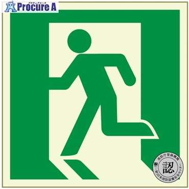 アルファフラッシュ 非常用標識 中輝度蓄光式誘導標識 硬質塩ビ板タイプ 消防認定品(NP-014号) 非常口 120mm×120mm×1.4mm TPSN805  1枚 ▼698-6299