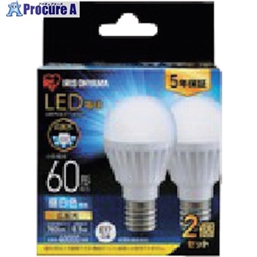 IRIS 521576 LED電球2個セット E17広配光タイプ 60形相当 電球色 LDA7N-G-E17-6T62P  1箱 ▼322-6568
