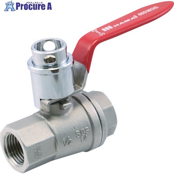 HAMAI 2wayロックボールバルブ スプリングロック＋キーロック TSS-140型 25A(B1) SUS製(南京錠別売) TSS-140-25RC  1個 ▼679-1895