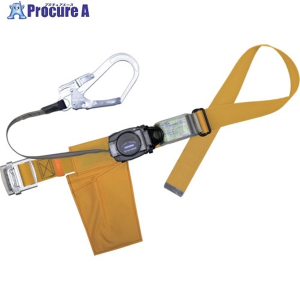 TSUYORON 胴ベルト型墜落制止用器具(巻取タイプ)ロック機構なし リトラ 黄 Mサイズ 幅50MM×長さ1200MM TB-RN-590-Y-M-JAN-BX  1本 ▼629-1404
