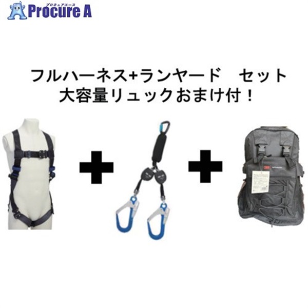 3M 【2025年12月末まで】 DBI-サラ エグゾフィットライト回転式ベルトフルハーネス ＆ 巻取式ツインランヤード セット 1114081N-3101764  1S ▼709-2853