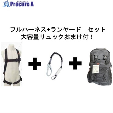3M 【2025年12月末まで】 プロテクタ フルハーネス ＆ 伸縮式シングルランヤード セット 【収納用リュックおまけ付き】 1161649N-1246507  1S ▼709-2855