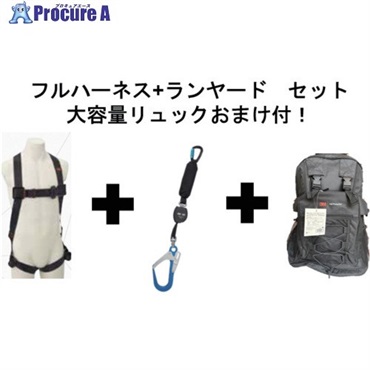 3M 【2025年12月末まで】 プロテクタ フルハーネス ＆ 巻取式シングルランヤード セット 【収納用リュックおまけ付き】 1161649N-3101763  1S ▼709-2856