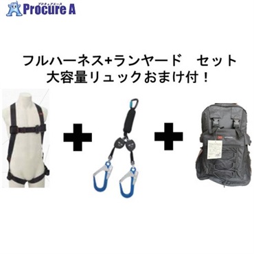 3M 【2025年12月末まで】 プロテクタ フルハーネス ＆ 巻取式ツインランヤード セット 【収納用リュックおまけ付き】 1161649N-3101764  1S ▼709-2858