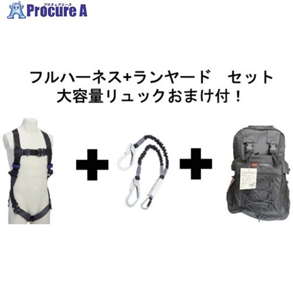 3M 【2025年12月末まで】 DBI-サラ エグゾフィットライト回転式ベルトフルハーネス ＆ 伸縮式ツインランヤード セット 1114081N-1246510  1S ▼709-2859