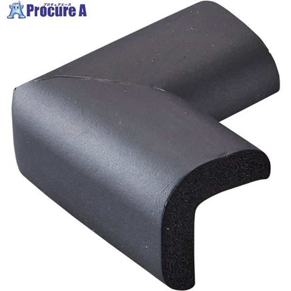 緑十字 コーナー用ガードクッション V型タイプ ブラック 70×70×44mm 裏テープ付 246364  1個 ▼662-0087