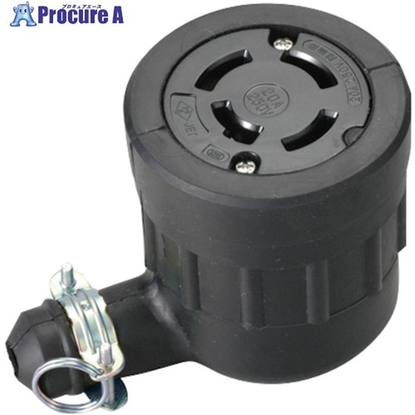 明工 接地3P 20A L形引掛ゴムコネクターボデー MH2668  1個 ▼414-6990