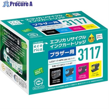 ecorica LC3117-4PK 互換リサイクルインクカートリッジ ECI-BR3117-4P  1箱 ▼572-3352