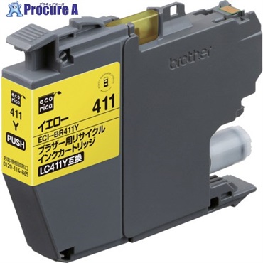 ecorica LC411Y互換リサイクルインクカートリッジ イエロー ECI-BR411Y  1個 ▼689-2556