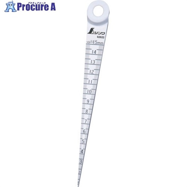 シンワ テーパーゲージ ABS製 1～15mm ホワイト 62622  1個 ▼707-5760