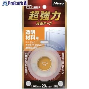 ニトムズ 超強力両面テープ 透明材料用20×1.5 TT0050  1巻 ▼716-2416