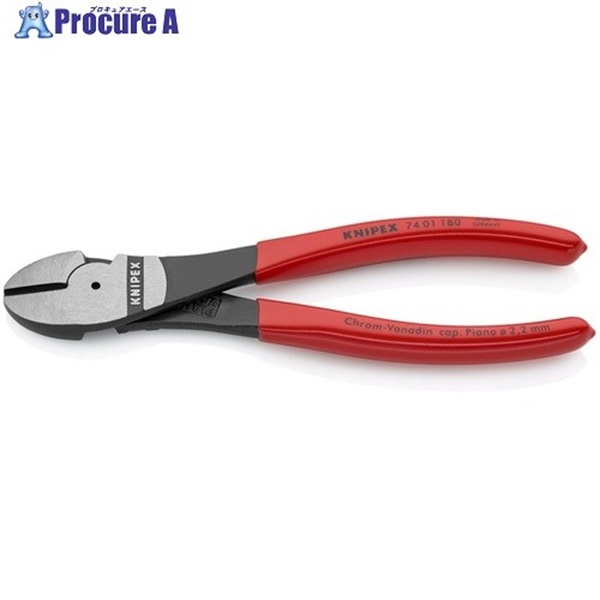 KNIPEX 強力型ニッパー プラスチックハンドル 180mm(SB店頭展示パッケージ仕様) 7401-180SB  1丁 ▼253-9346