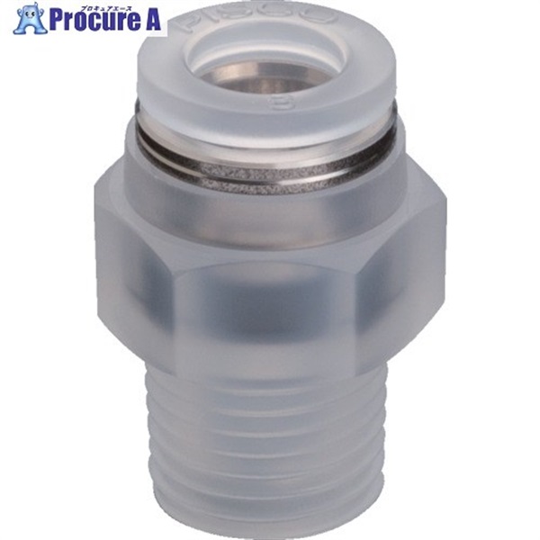 PISCO ワンタッチ継手 チューブフィッティングPP/SUS304 PPC3/8-02  1個 ▼663-7979