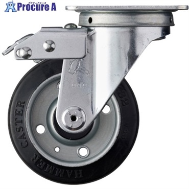 ハンマー スイッチキャスター ゴム車輪(ローラーベアリング)100mm 420FAS-RB100  1個 ▼814-1094