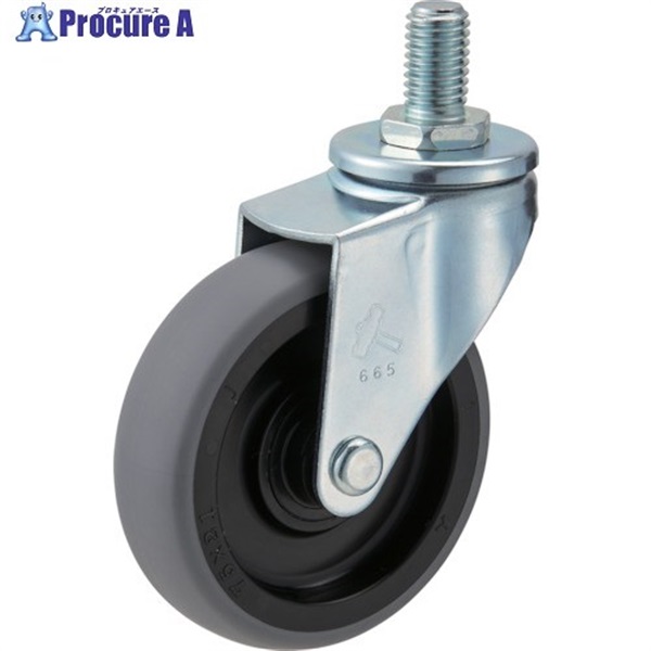 ハンマー 静音ねじ込み旋回式エラストマー車輪(PPホイール・ボールベアリング)65mm M12 420BEA-LZ65  1個 ▼856-9252