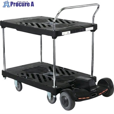 ダンディ プラスチック台車 2段テーブル片ハンドル式 W935×D605 4輪自在 ＋ Ride ＋ 専用アタッチメント(XA-RA) XA-BT2-4-RIDE  1式 ▼715-1736