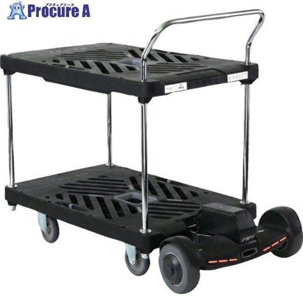 ダンディ プラスチック台車 2段テーブル片ハンドル式 W935×D605 4輪自在 ＋ Ride ＋ 専用アタッチメント(XA-RA) XA-BT2-4-RIDE  1式 ▼715-1736