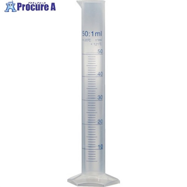 TRUSCO メスシリンダー 50ml 青目盛付 PP製 MS50-A  1個 ▼723-8298