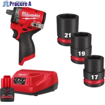 milwaukee M12 FUEL 1/2インチ542Nmインパクトレンチ 2.5Ah ＆ インパクトソケットキット M12 FIW2F12-251X LR2 JP  1台 ▼702-0348